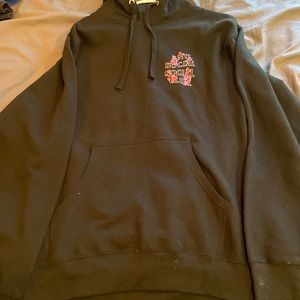 Anti social social club black and pink hoodie flower unisex